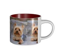 Tasses à café, tasse à lait d'avoine, tasse à thé, grande tasse en céramique, portrait d'un Yorkshire Terrier miniature, photo de Yorkshire,Rouge,Taille unique
