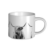 Tasses à café, tasse à lait d'avoine, tasse à thé, grande tasse en céramique, portrait d'une vache des Highlands,Blanc,Taille unique