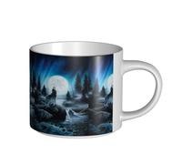 Tasses à café, tasse à lait d'avoine, tasse à thé, grande tasse en céramique, Ressentiment du loup,Blanc,Taille unique