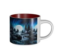 Tasses à café, tasse à lait d'avoine, tasse à thé, grande tasse en céramique, Ressentiment du loup,Rouge,Taille unique