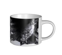 Tasses à café, tasse à lait d'avoine, tasse à thé, grande tasse en céramique, yeux bleus du loup d'hiver,Blanc,Taille unique