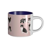Tasses à café, tasse à lait d'avoine, tasse à thé, tasse en céramique, grande taille, chien Border Collie,Bleu marine,Taille unique