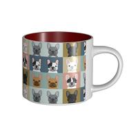 Tasses à café, tasse à lait d'avoine, tasse à thé, tasse en céramique, grande taille, chien bouledogue français,Rouge,Taille unique