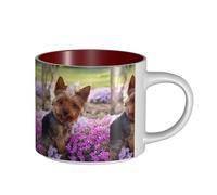 Tasses à café, tasse à lait d'avoine, tasse à thé, tasse en céramique, grande taille, chien Yorkshire Terrier,Rouge,Taille unique