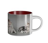 Tasses à café, tasse à lait d'avoine, tasse à thé, tasse en céramique, grande taille, chiens husky huskies,Rouge,Taille unique