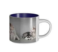Tasses à café, tasse à lait d'avoine, tasse à thé, tasse en céramique, grande taille, chiens husky huskies,Bleu marine,Taille unique