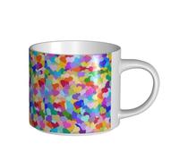 Tasses à café, tasse à lait d'avoine, tasse à thé, tasse en céramique, grande taille, confettis en forme de cœur arc-en-ciel,Blanc,Taille unique