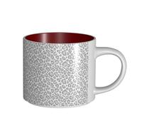 Tasses à café, tasse à lait d'avoine, tasse à thé, tasse en céramique, grande taille, gris et blanc, imprimé léopard,Rouge,Taille unique