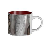 Tasses à café, tasse à lait d'avoine, tasse à thé, tasse en céramique, grande taille, imprimé loup sauvage,Rouge,Taille unique