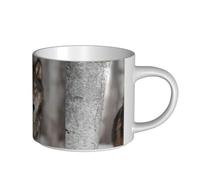 Tasses à café, tasse à lait d'avoine, tasse à thé, tasse en céramique, grande taille, imprimé loup sauvage,Blanc,Taille unique