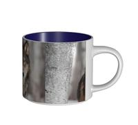Tasses à café, tasse à lait d'avoine, tasse à thé, tasse en céramique, grande taille, imprimé loup sauvage,Bleu marine,Taille unique
