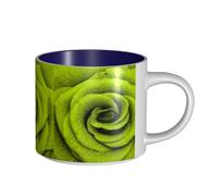 Tasses à café, tasse à lait d'avoine, tasse à thé, tasse en céramique, grande taille, imprimé rose verte,Bleu marine,Taille unique
