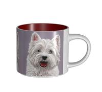 Tasses à café, tasse à lait d'avoine, tasse à thé, tasse en céramique, grande taille, mignon chien West Highland Terrier, art imprimé,Rouge,Taille unique