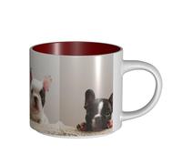 Tasses à café, tasse à lait d'avoine, tasse à thé, tasse en céramique, grande taille, motif bouledogue français,Rouge,Taille unique