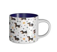 Tasses à café, tasse à lait d'avoine, tasse à thé, tasse en céramique, grande taille, motif teckel,Bleu marine,Taille unique