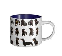 Tasses à café, tasse à lait d'avoine, tasse à thé, tasse en céramique, grande taille, motif teckel mignon,Bleu marine,Taille unique