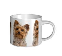 Tasses à café, tasse à lait d'avoine, tasse à thé, tasse en céramique, grande taille, motif Yorkshire Terrier,Blanc,Taille unique