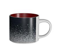 Tasses à café, tasse à lait d'avoine, tasse à thé, tasse en céramique, grande taille, noir, argent, paillettes, diamants scintillants,Rouge,Taille unique