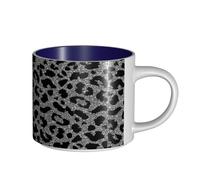 Tasses à café, tasse à lait d'avoine, tasse à thé, tasse en céramique, grande taille, paillettes scintillantes, imprimé léopard,Bleu marine,Taille unique