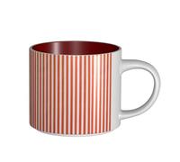 Tasses à café, tasse à lait d'avoine, tasse à thé, tasse en céramique, grande taille, rayures orange puis blanches,Rouge,Taille unique