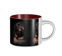 Tasses à café, tasse à lait d'avoine, tasse à thé, tasse en céramique, grande taille, Rottweiler aimant, confiant et fidèle,Rouge,Taille unique