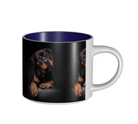 Tasses à café, tasse à lait d'avoine, tasse à thé, tasse en céramique, grande taille, Rottweiler aimant, confiant et fidèle,Bleu marine,Taille unique