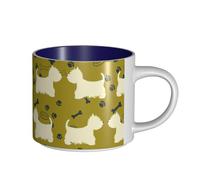 Tasses à café, tasse à lait d'avoine, tasse à thé, tasse en céramique, grande taille, silhouette de chien, animal des Highlands de l'Ouest,Bleu marine,Taille unique