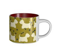 Tasses à café, tasse à lait d'avoine, tasse à thé, tasse en céramique, grande taille, silhouette de chien, animal des Highlands de l'Ouest,Rouge,Taille unique