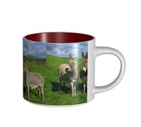 Tasses à café, tasses à lait d'avoine, tasses à thé, tasses en céramique, grandes et petites, Donkey Meadows,Rouge,Taille unique
