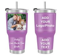 Tasses à café Thermos Personnalisé avec Photo et Texte Gobelets Maigres En Acier Inoxydable 30oz 890ml Coupe Tumbler Personnalisée Travel Mug Tumbler Gobelet Isotherme avec Paille Termos