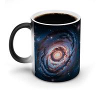 Tasses à café thermosensibles imprimées Planet Stars and Galaxy. Tasse à café changeant de couleur. Image complète révélée lorsque HOT est ajouté.