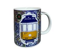 Tasses à café traditionnelles du Portugal peintes à la main en céramique avec coffret cadeau poterie portugaise Beau cadeau du Portugal (Porto Tram)