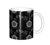 Tasses à changement de couleur noire avec symboles surnaturels - Magie thermochromique sensible à la chaleur - Parfait pour le camping, les pique-niques, l'intérieur et l'extérieur
