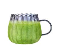 Tasses à citrouille en verre - Texture convexe transparente en forme de citrouille | 400 ml Tasse à thé classique en verre à rayures verticales | Tasse à café vintage pour une tasse généreuse