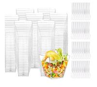 Tasses à Dessert, 100Pcs 60ml/2oz Coupes Gobelets Mini Tasses à Dessert Gobelets Verrines à Dessert Réutilisables pour Mousse,Tiramisu,Anniversaire