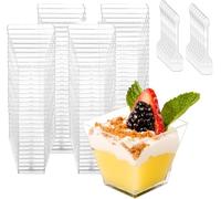 Tasses à Dessert, 50Pcs 120ml/4oz Coupes Gobelets Mini Tasses à Dessert Gobelets Verrines à Dessert Réutilisables pour Mousse,Tiramisu,Anniversaire