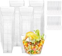 Tasses à Dessert, 50Pcs 60ml/2oz Coupes Gobelets Mini Tasses à Dessert Gobelets Verrines à Dessert Réutilisables pour Mousse,Tiramisu,Anniversaire