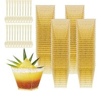 Tasses à Dessert, 50Pcs 60ml/2oz Gold Coupes Gobelets Mini Tasses à Dessert Gobelets Verrines à Dessert Réutilisables pour Mousse,Tiramisu,Anniversaire, Or