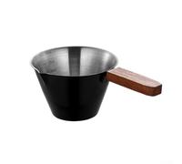 Tasses à expresso en acier inoxydable 304, tasse à mesurer avec poignée en noyer, carafe à lait résistante à la chaleur avec marquages de capacité transparents, design à double bec pour verser