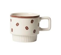 Tasses À Expresso Tasse À Eau Rétro En Céramique À Rayures Beiges De 320 Ml, Tasse À Café Latte Avec Poignée, Passe Au Micro-Ondes, Convient Aux Tasses Pour Hommes