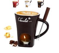 Tasses à Fondue en Céramique avec Fourchette - Coupelle à Fondue au Fromage de 130ml pour Fondre Chocolat Chaud à Domicile, Chauffe-Fondues avec Bougie, Mug Chauffant pour Bonbons, Snacks