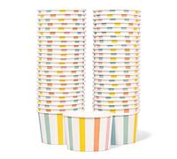 Tasses à Glace en Papier MATICAN - Lot de 50 Tasses Jetables de 9 Oz pour Desserts Chauds ou Froids, Rayures Pastel