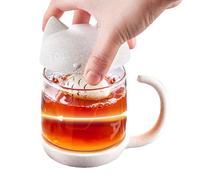 Tasses à infuseur à thé pour chats - Unité de tasses à thé Kawaii en verre, motif animaux de dessins animés, tasse en verre pour chats | Tasse de boisson froide et chaude pour bureau, maison