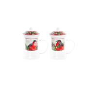 Tasses à infusion en verre et porcelaine - DKD Home Decor - Lot de 2 - Rouge et vert - 46x39x38 cm - Décoratif