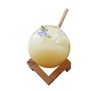 Tasses à Jus Froides Tasses Créatives en Forme de Boule Cocktail Tasse en Verre avec Support en Bois Boisson Tasse Cocktails Tasse Verrerie