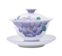 Tasses à matcha chinoises peintes à la main violettes pivoines trois couleurs bol à thé bol à thé unique bol à thé en céramique Kung Fu ensemble à thé infuseur à thé tasse