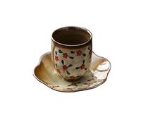 Tasses À Matcha Petite tasse à thé en céramique peinte à la main avec motif floral, tasse à thé chinoise rétro avec dessous de verre, service à thé for la maison Service À Thé Avec Infuseur