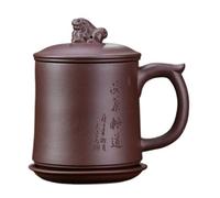 Tasses À Matcha Tasse en argile Tasse de sable violet Grande capacité 400 ml avec couvercle Doublure filtrante Tasse à thé en sable violet faite à la main for hommes Service À Thé Avec Infuseur