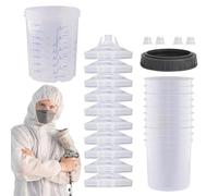 Tasses à mesurer de couleur, mélangeur de couleur avec couvercle - 10 pièces de couleur transparente - Tasses à mesurer de couleur avec couvercles et prises, inserts de machine à pulvériser