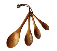 Tasses à mesurer en bois | Cuillère en bois de ferme, grain de café en grains de sucre Seau à saveur de sel, accessoires de mesure de miel, cet ensemble est livré avec un sac en toile de jute et une